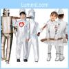 Enchanting Wizard Of Oz Tin Man Cosplay Costume For Adults And Kids In Silver