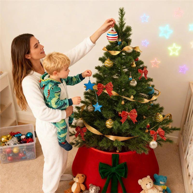 AS60-Plush Christmas Tree Skirt Holiday Decoration With Bowknot Reusable Tree Stand Skirt For Indoor Outdoor