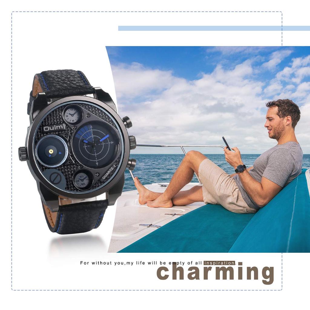 JEWELRYWE Armbanduhr mit Lederband, beliebt, wasserdicht, analog, cool, Quarz, Business, lässig, modisches Accessoire, Geburtstag, Weihnachtsgeschenk, blau, Herren