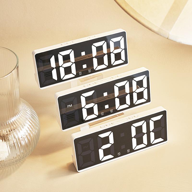 Creative Number Clock Color Nightlight Table Clock Snooze Night Mode 12/24H Electronic LED Temperature Calendar Alarm Clocks