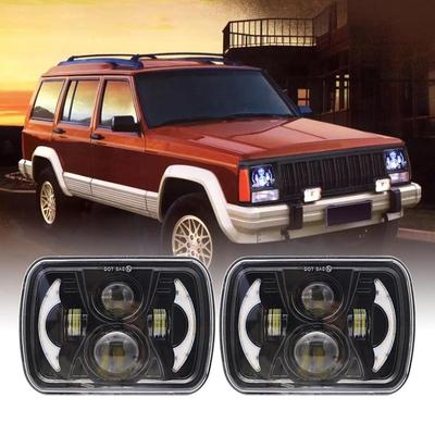 7 Inch Square Automotive Wrangler LED Headlight 40W Yellow and White Turn Signal Light Strip for Jeep Cherokee