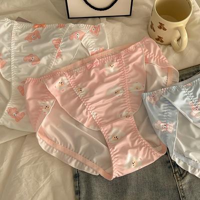 Women's Panties Mid-rise Briefs Waist-lift Hip Breathable Cute Bunny Sweet Underwear