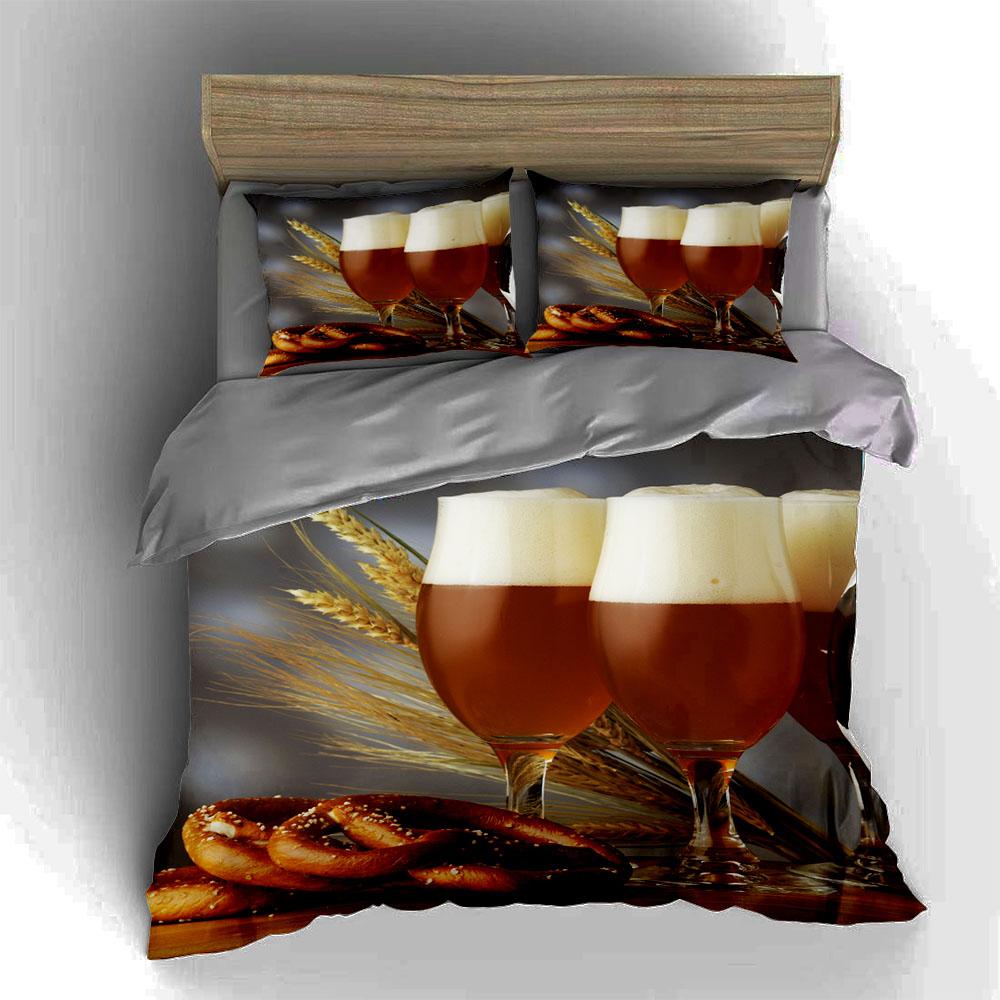 Beer pretzel wheat Bedding Duvet cover sets Duvet covers Pillowcases gifts (1 * Duvet Cover 2 * Pillowcases, without duvet insert)