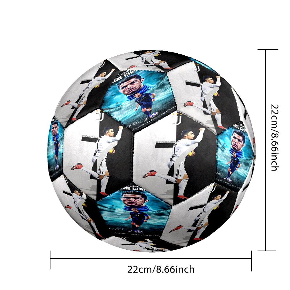 Bola de Futebol Ronaldo Golden Ronaldo Icon Tamanho 5 Costurada à Máquina Universal para Interior/Exterior Presente Único para Amantes de Futebol Presente Perfeito para Amigos