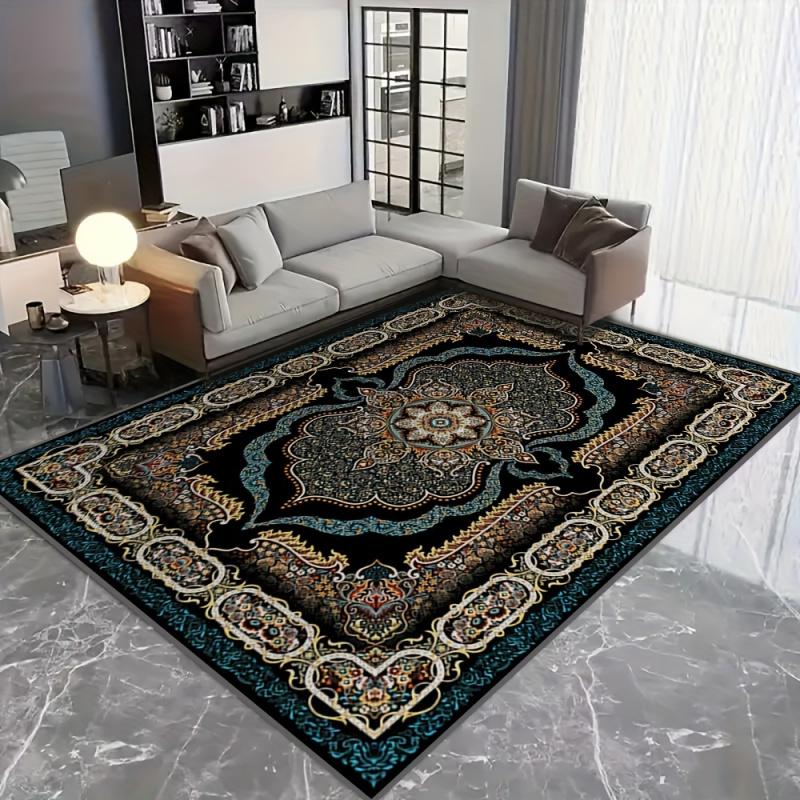 VIKAMA Bohemian Stil Teppich Maschinenwaschbar Geeignet für Wohnzimmer, Schlafzimmer und Loungebereiche Dekorativer Teppich Heimdekoration
