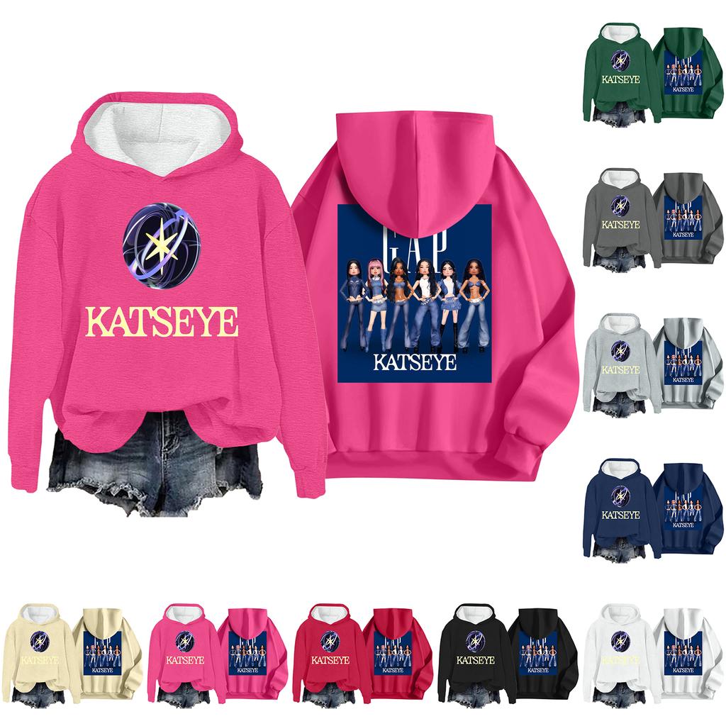 Women's Fashion Casual Long Sleeve Loose Printed Pullover Sports Long Sleeve Hooded Sweatshirt