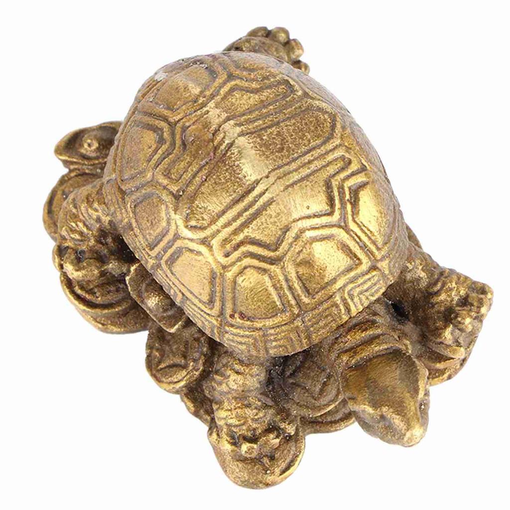Bronze Exquisite Carving Brass Lucky Chinese Tortoise Shape Furnishing Craft Decoration