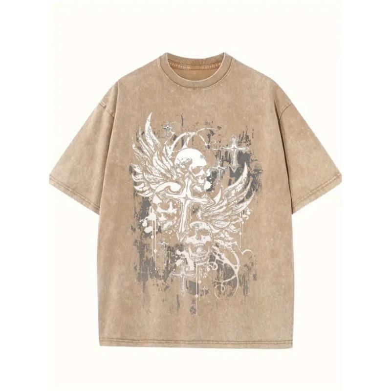 Dark Punk - Style Skulls And Wings, Cyber  Punk Style. Daily Prize Claim. A Retro Trendy Crew Neck Short Sleeve Top