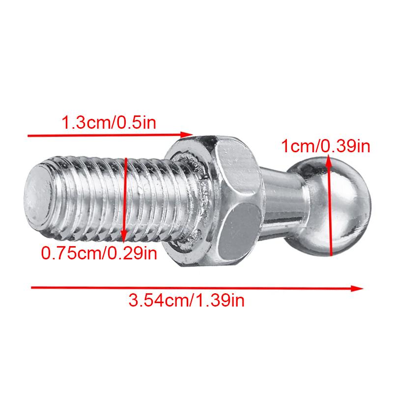 2pcs Universal Silver Boot Bonnet Gas Strut End Fitting 10mm Support Rod Ball Head Bracket Ball Pin Joint Valve Spring Nuts Bolt