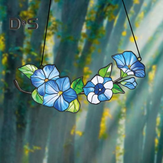 Flower Hanging Decoration Wall Art Window Hanging Ornament Double-Sided Floral Sun Catcher Gift for Nature Lovers