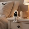 Desktop Ghost Figurine Reading with Articulated Legs, 3D Printed Sitting PLA Ornament Statue, White Desk for Halloween Decoration Miniature Decor