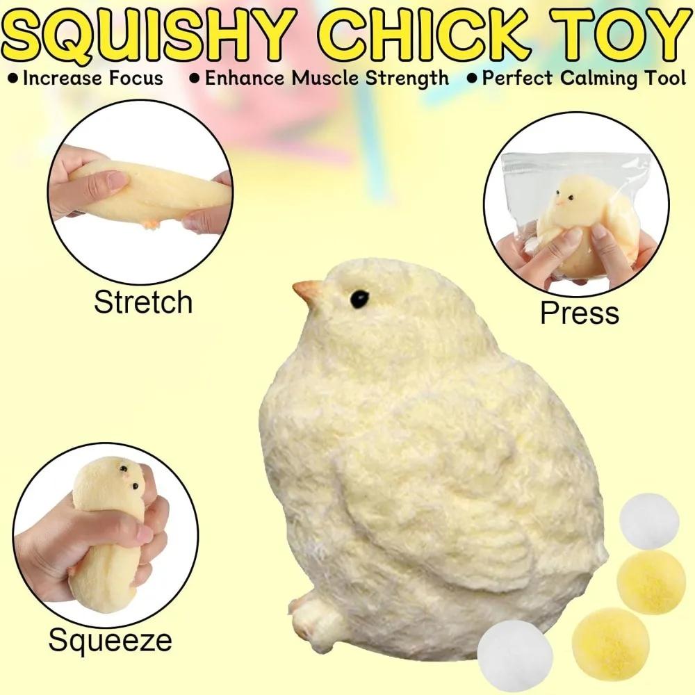 Squishy Handmade Yellow Big Chicken Stress Relief Toys Cure Offi Stress Reliever Vent Fidget Toys for Kids Adults Gift