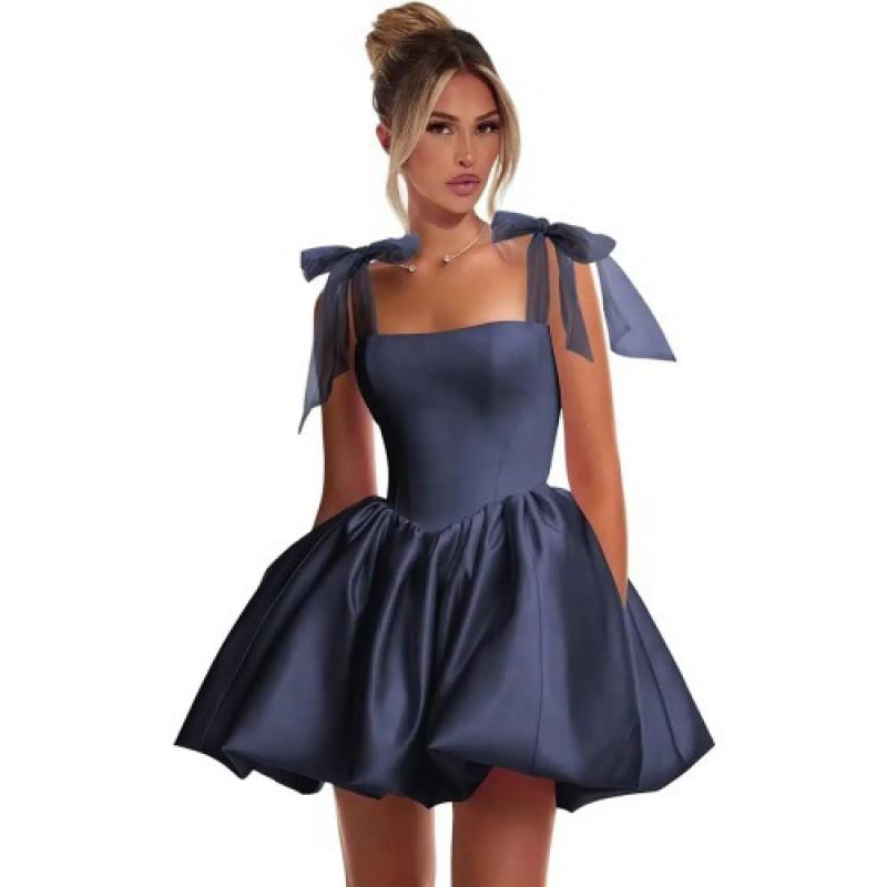 Elegant Bowknot Evening Dress Women Short Party Gown Cocktail Slim Fit Sleeveless Formal Birthday Gala