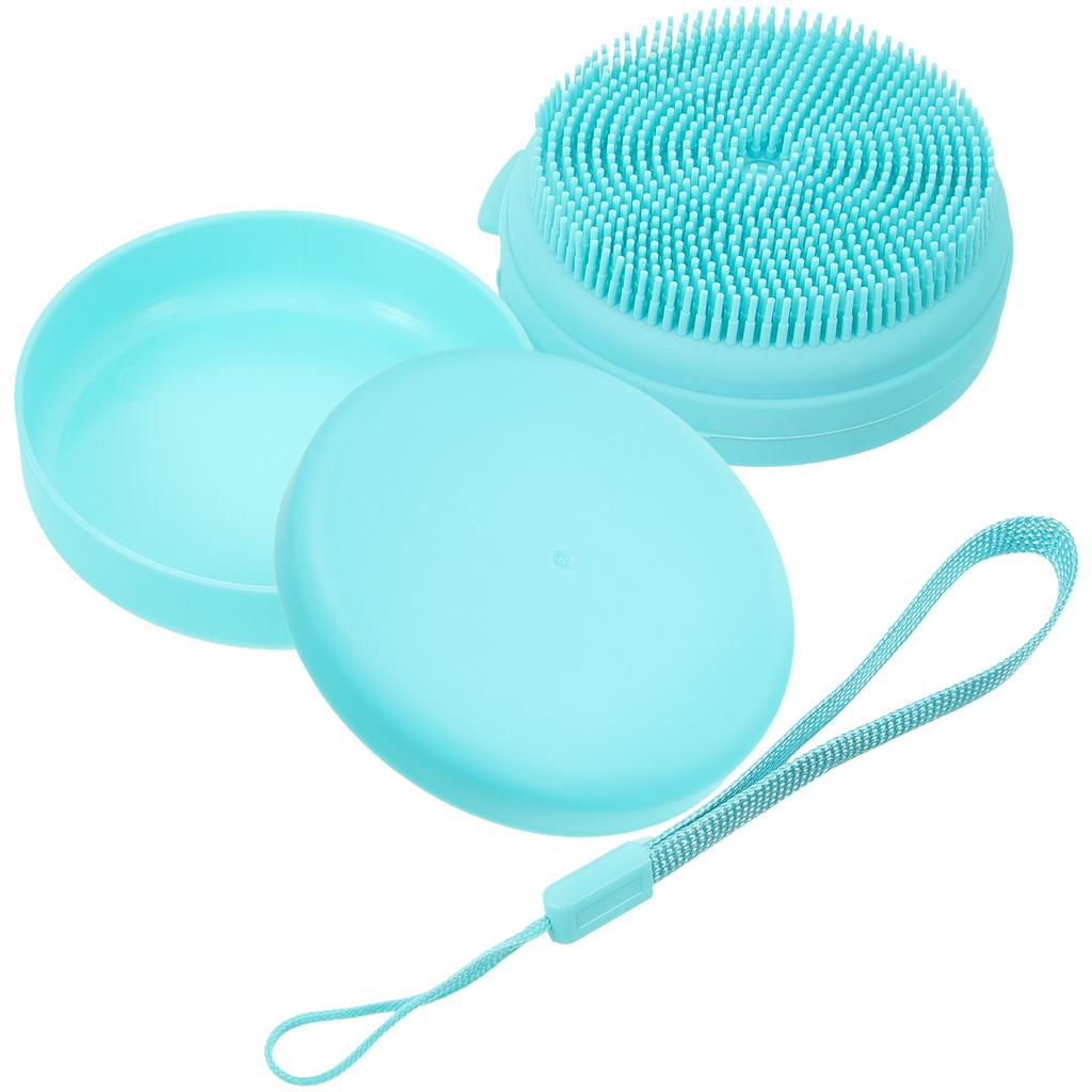 Silicone Bathing Brush Head Scrubber Portable Body Cleansing Tool with Soap Box for Adults Skin Friendly Easy To Use and