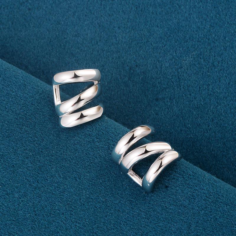 Elegant 925 Sterling Silver Smooth Line Stud Earrings for Women - Japanese Korean Style 925 Sterling Silver