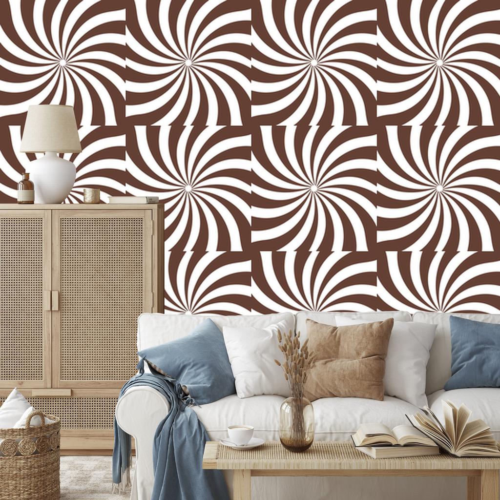 Hippie Wallpaper Background White and Rust for Living Room and Bedroom 50x1000