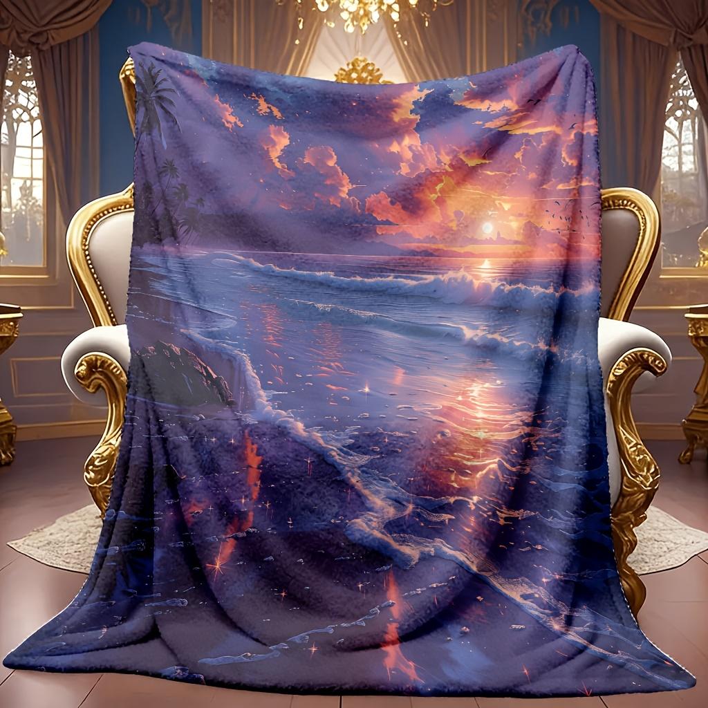 A Cozy Flannel Blanket Featuring a Starry Ocean Theme with Soft, High-Definition Digital Printing. It'S a Cooling Blanket Suitable for Year-Round Use!