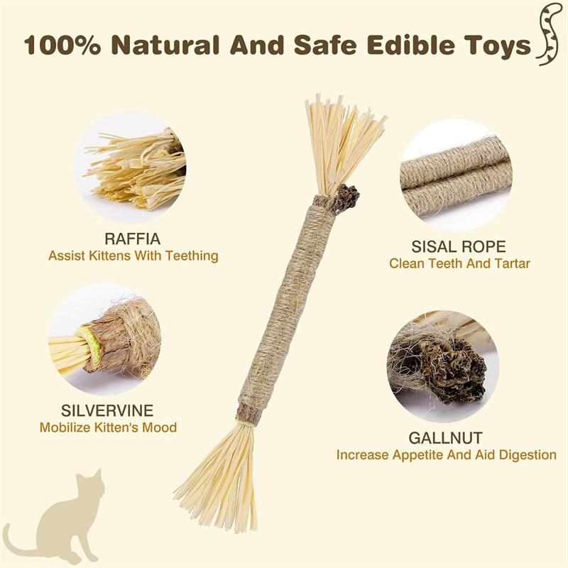 Cat Grinding Teeth Stick Wooden Polygonum Stick Bite Combination New Cat Toy Teeth Grinding Biting Stick Tooth Stain Removal Toy