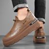 Autumn Beige Men Leather Casual Shoes Designer Platform Casual Sneakers Comfort Slip-on Loafers Shoes Man mocasines de hombre