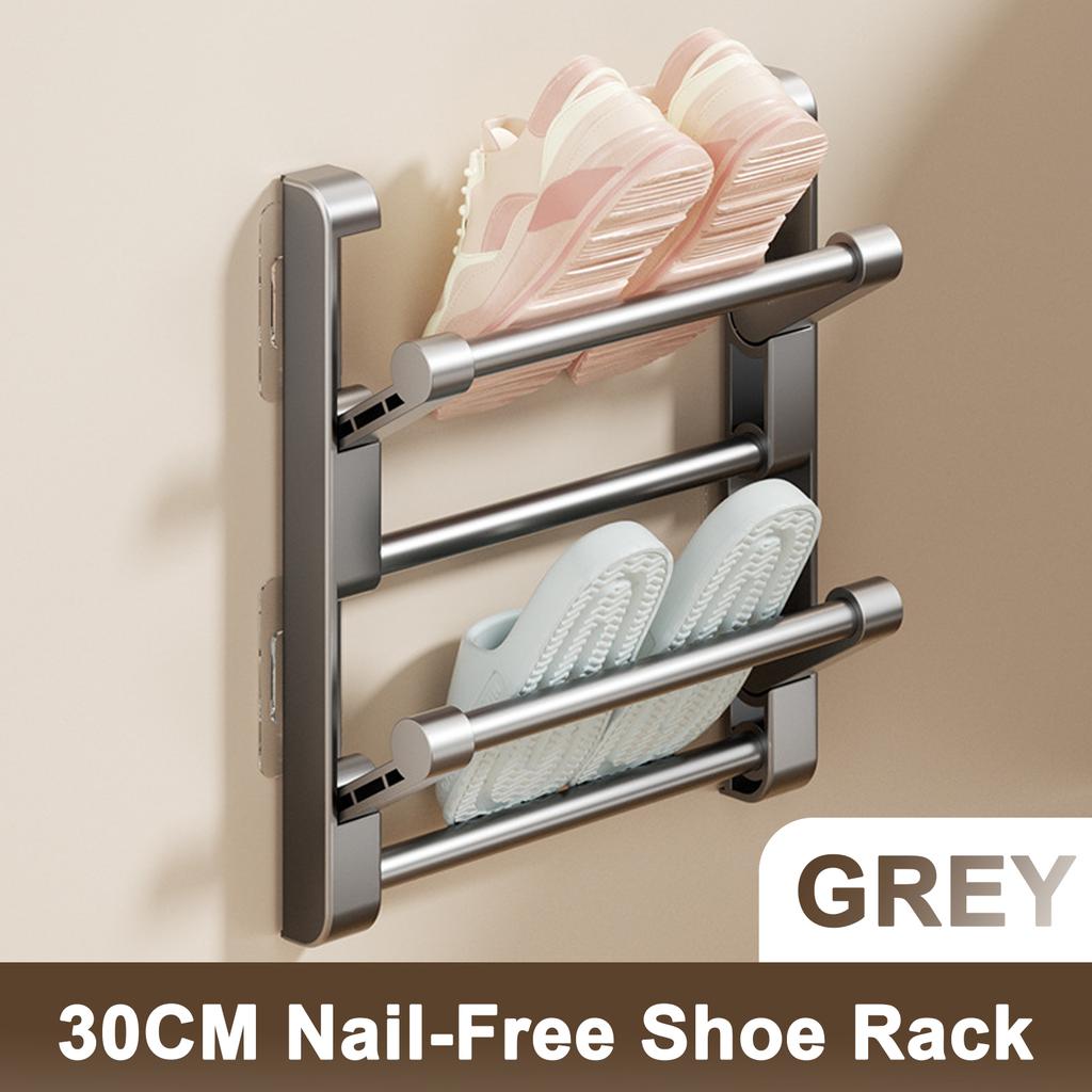 Simple Shoe Rack Wall-mounted Bathroom Slippers Hook Holder Shoes Slipper Drain Storage Drying Rack Shoe Organizer Hanger