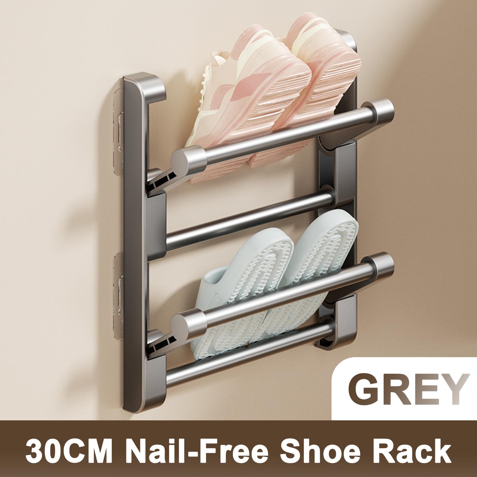 2025 Bathroom slipper rack wall-mounted non-punching toilet door shoe rack drain multi-functional folding shoe storage rack 1450₽