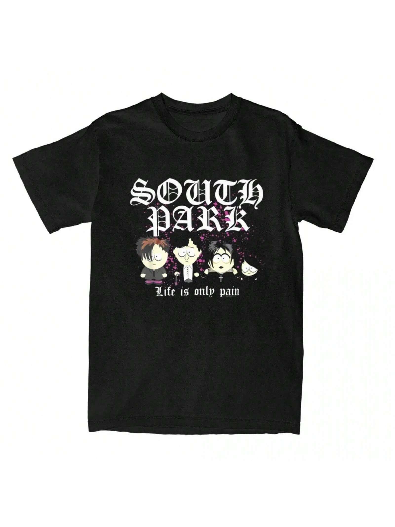 unisex Wounisex T-Shirt Southpark Goth Kids Life Is Only Pain Stuff Humor 100% Cotton Short Sleeve T Shirts Crew Neck Tops Plus Size S разноцветный