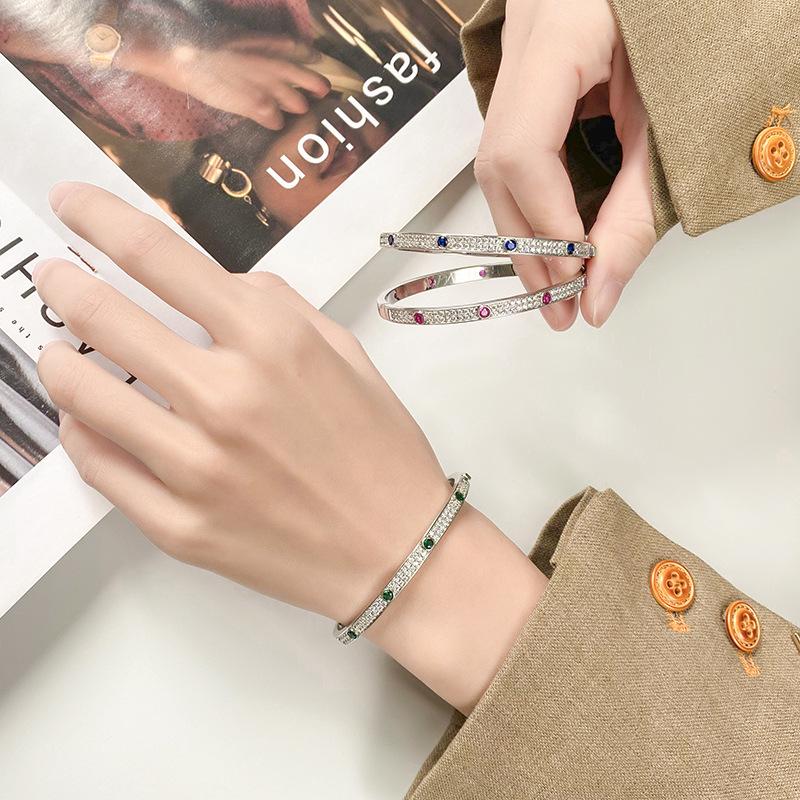 Jewelry Simulation Color Treasure Corundum Retro Full Diamond Bracelet Female