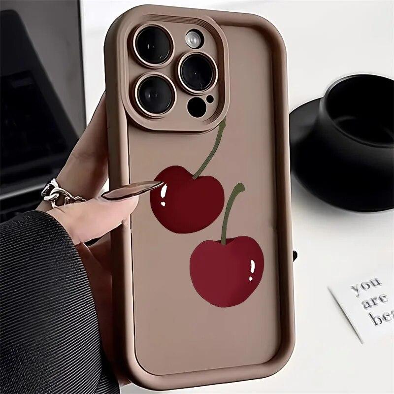 

Чохол Cute Cherry Phone Case для iPhone 11 Case Funda iPhone 15 14 13 12 Pro Max X XS XR 7 8 Plus SE 2020 Soft Matte Candy Color Cover For iPhone 13