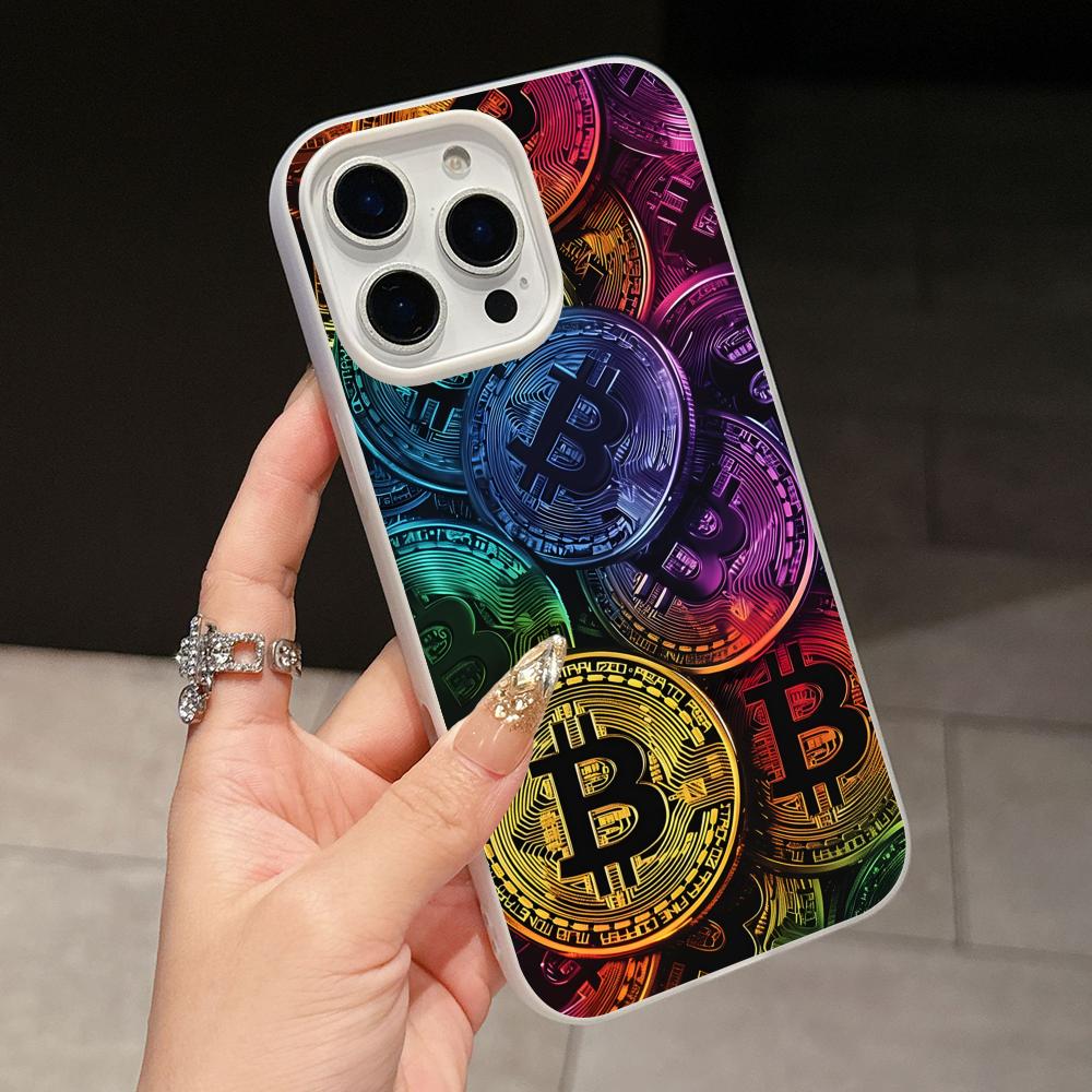

Bitcion Pattern Phone Case for iPhone 17 16 15 14 13 12 11 Air Pro Max Plus Jelly Double layer White Cover iPhone17