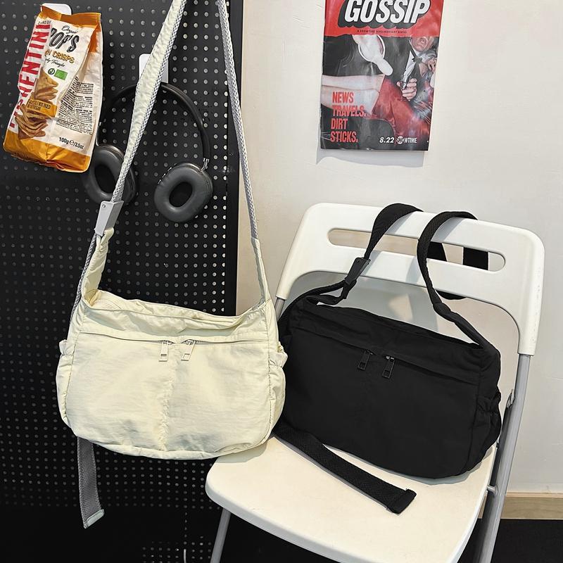 Versatile Crossbody Bag for Women  Large Capacity Bag with Zipper  Monochromatic  Multifunctional