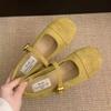 Light mouth red single shoes female spring and autumn new retro gentle fairy suede Mary Jane shoes flat beanie shoes
