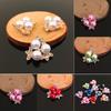 2015New 100Pcs 20mm Pearl Flower and Gold Leafs Rhinestone Flatback Embellishment Button for DIY Hair Accessories HZ256