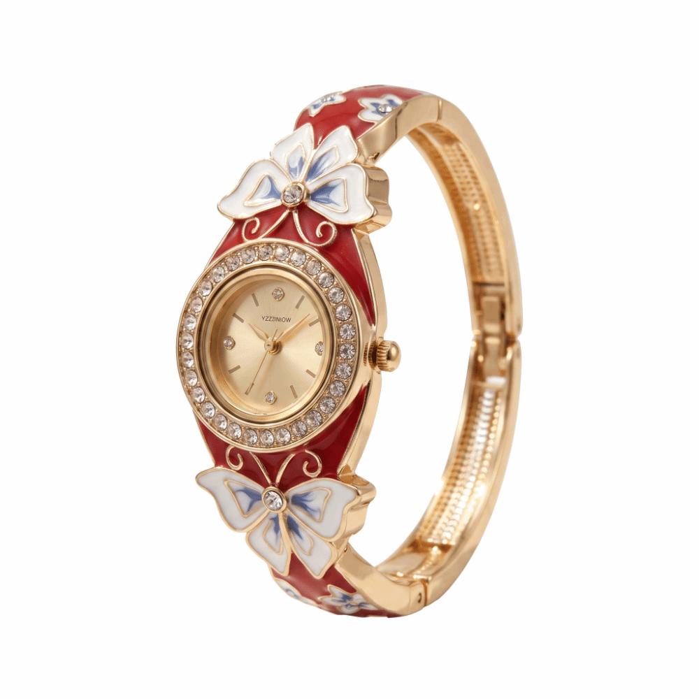 Hollow Bracelet Quartz Watch Butterfly Enamel Bracelet Watch Enamel Watch Vintage Accessory