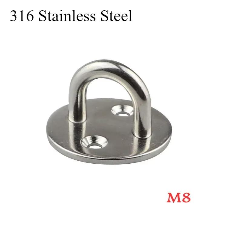 M5, M6, M8 Round Shaped Heavy Duty Ceiling Mount Hanger 304 Stainless Steel Hook Heavy Duty Pad Eye Plate Deck Door Buckle