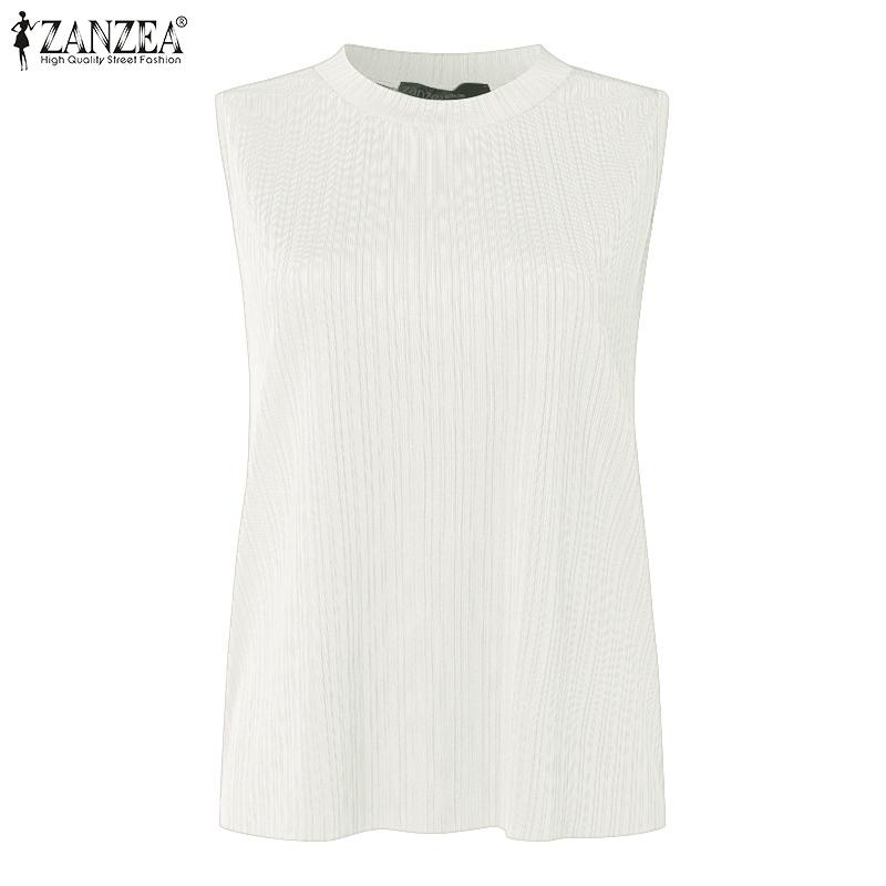 ZANZEA Women Casual O-neck Summer Sleeveless Knitwear Tank Tops