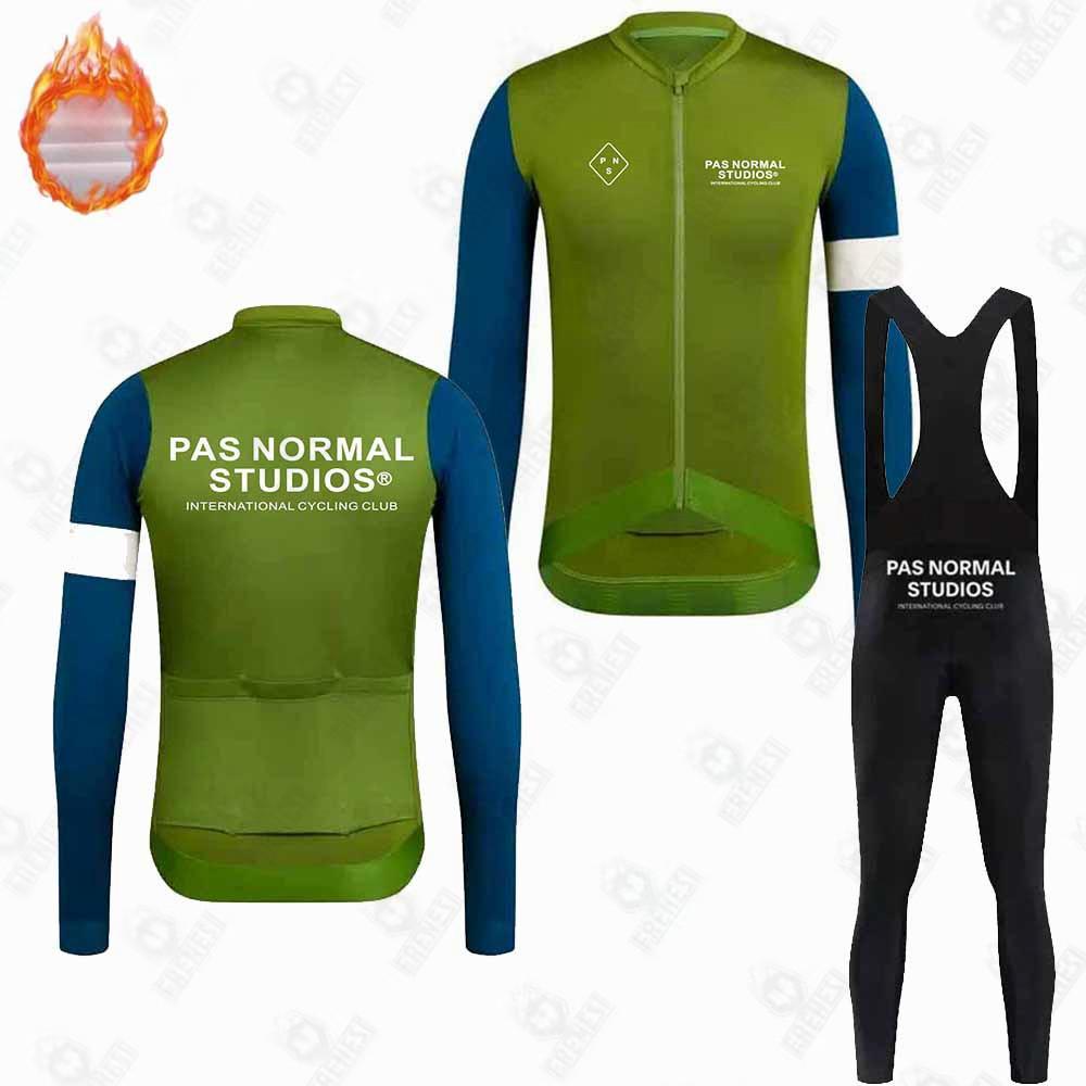 New PNS Fleece Suit Winter Cycling Suit Long Sleeve Strap Pants Road Bike Mountain Bike Outdoor