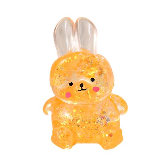 1/4Pcs Transparent Glitter Bunny Squeeze Toy Slow Rebound Stress Relief Cartoon Rabbit Sensory Toy Decompression Animal Stress Ball