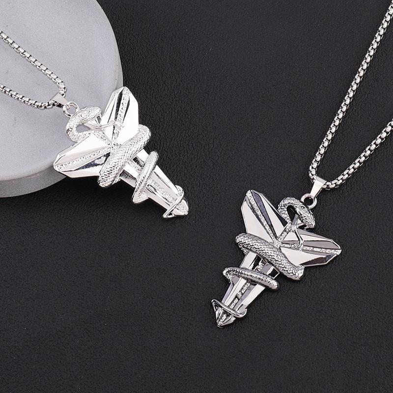Black Mamba Viper Cross Pendant Necklace for Basketball Fans - Unisex Titanium Steel Hip-Hop Jewelry