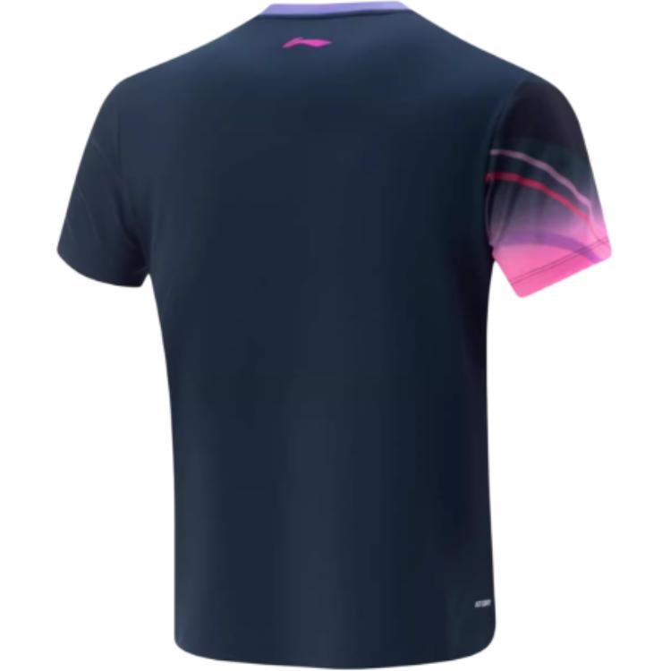 Li Ning Comfortable Simple Versatile Round Neck Quick-Dry Short Sleeve T-Shirt Men Tops Guangdong-Blue AAYV115-1