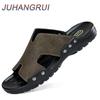 Plus Size 37-50 Leather Slippers for Men Summer Flip Flops for Man Beach Sandals Flip Flop Non-Slip Outdoor Shoes Mens Slides