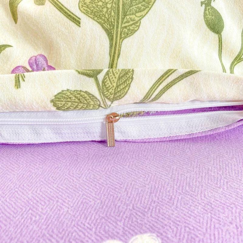 Botanisk Blomstret Dynetrekk Mykt Reversibelt Blomster Dundyne Trekk 4 stk Sengetøy Sett(1 Dynetrekk+1 Laken+2 Putetrekk)