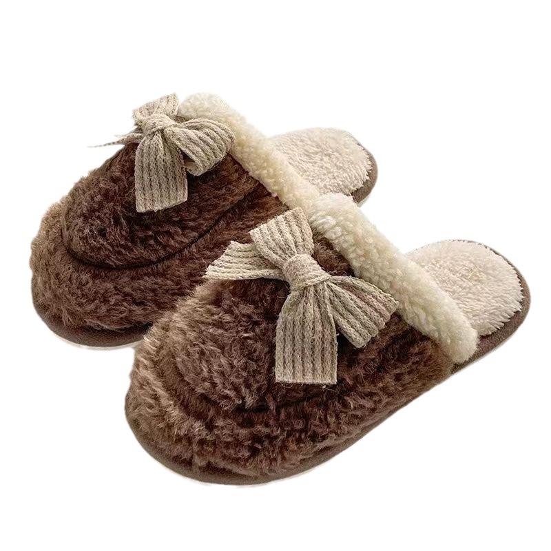 Winter New Fluffy Cotton Slippers Women's Thick-soled Household Couples Thickened Warm Non-slip Soft-soled Cotton Shoes