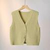 Designer Knappelue Strikket V-hals Vest Dame Vår Cardigan Genser Topp