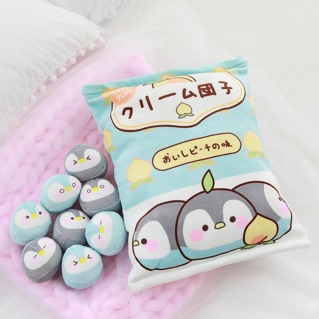Adorable Animals Pudding Plush Playthings Mini Round Balls Chick Bear Penguin Bunny A Pouch of Plushie 8pcs Food Snack Playthings Plush Pillow
