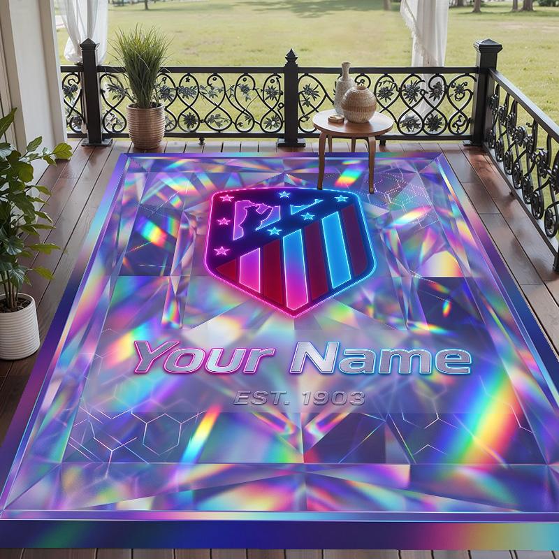 Custom Text Printed Rug Atletico Madrid Non Slip Floor Carpet For Home Room Decor