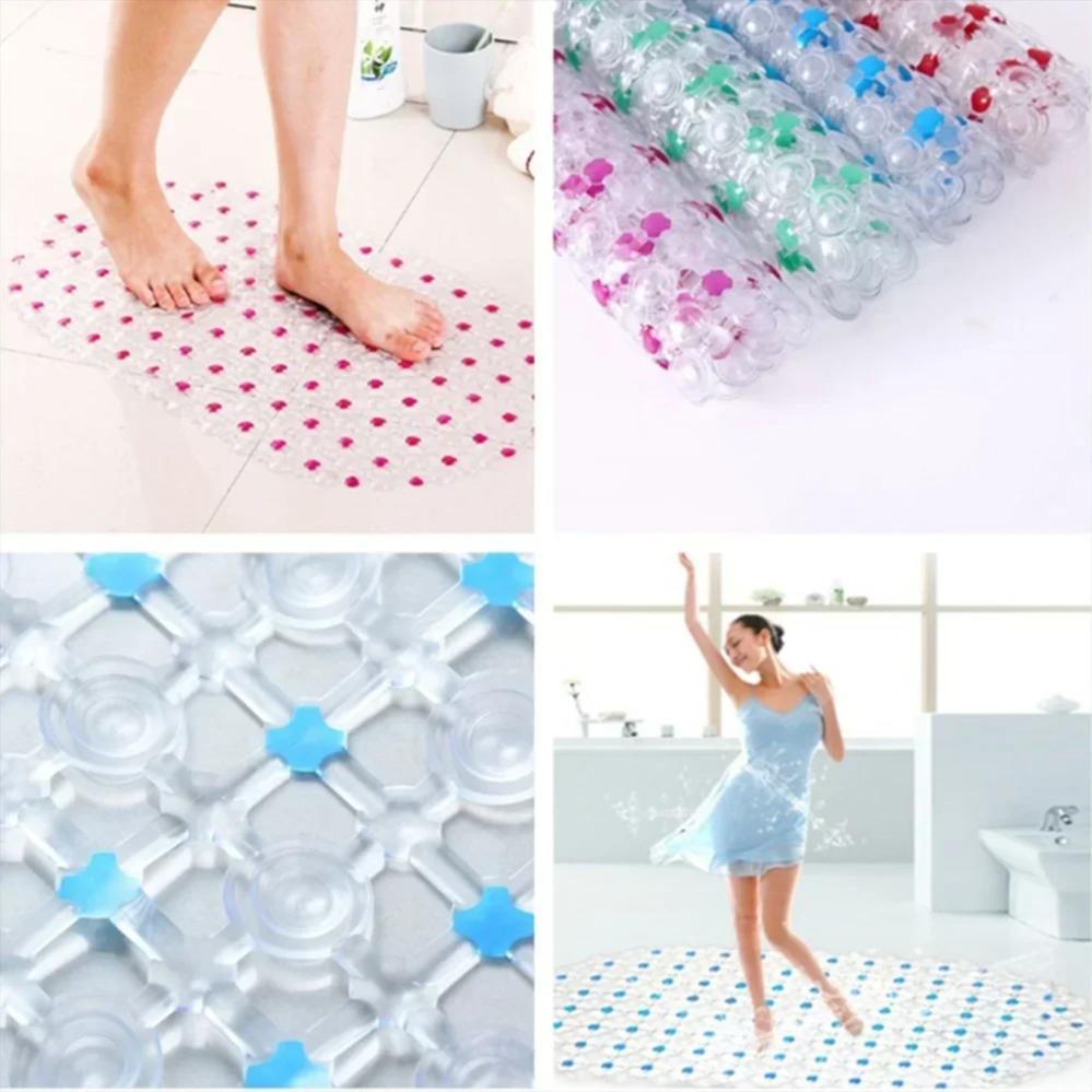 Hot PVC Anti-skid Bath Mats Soft Anti-slip Shower Mat Massage Mat with Suction Cup Non-slip Bathtu Bath Mat Bathroom Accessories