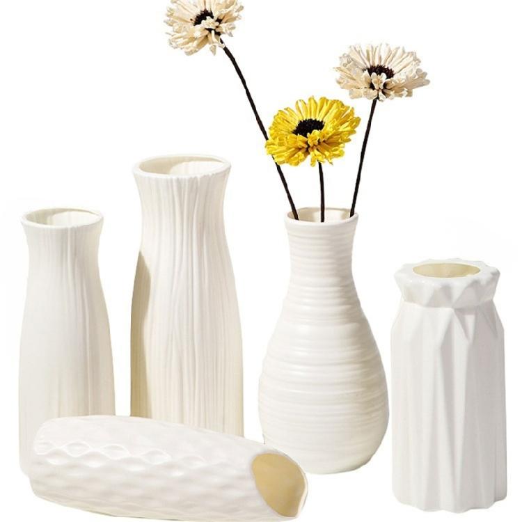 6PCS Elegant Plastic Flower Holder Vases With Subtle Texture Small Storage Bottle For Home Decoration