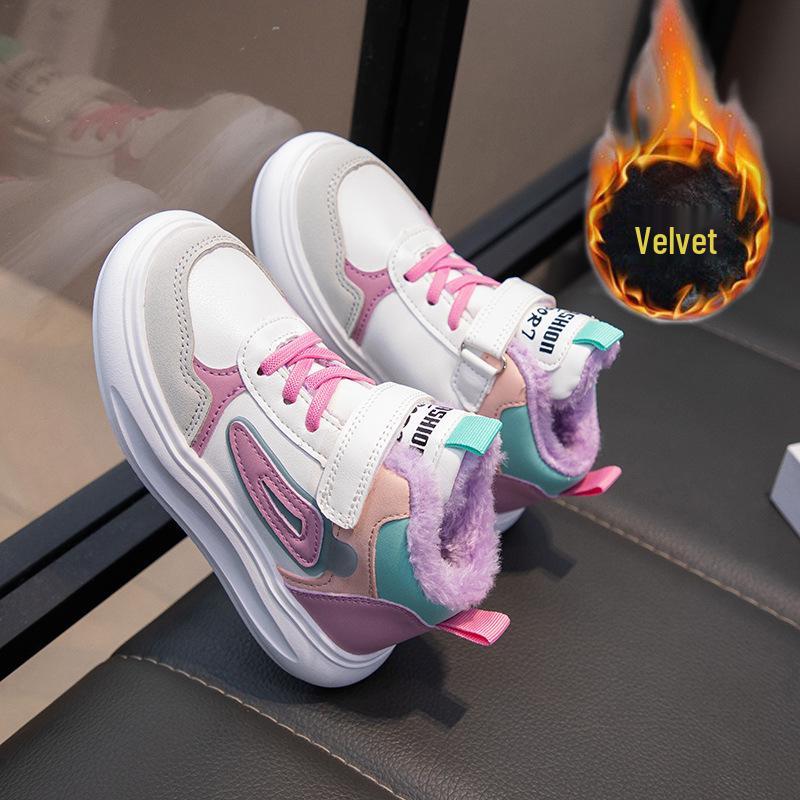 

2025 Winter New Style Girls and Boys Warm Velvety Cotton Sports Shoes with Non-slip Soft Soles 29 - inner length 18.6cm рожевий