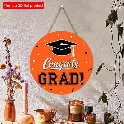2D flach 20*20cm 1 Stück Orange GRAD Muster Abschlusssaison Themenparty Hängedekoration, Schwarzer Doktorhut Druck Partydekoration zum Feiern