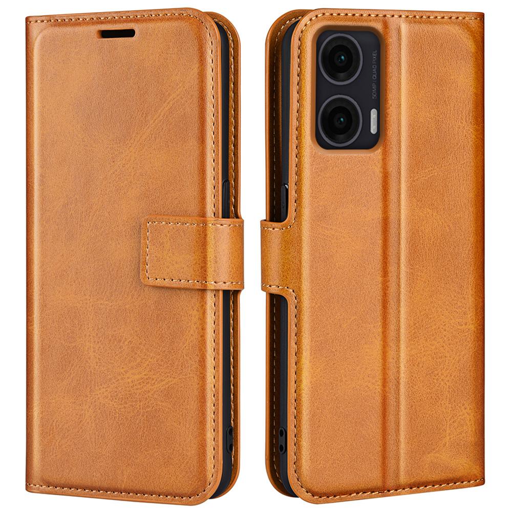 For Motorola Moto G35 5G Stand Case Anti-Scratch Calf Texture Leather Phone Cover